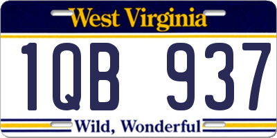 WV license plate 1QB937