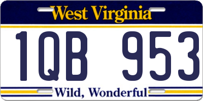 WV license plate 1QB953