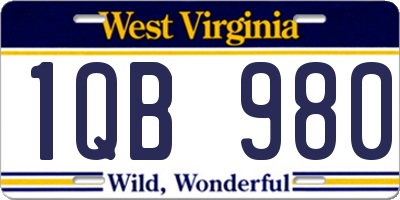 WV license plate 1QB980