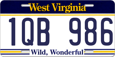 WV license plate 1QB986