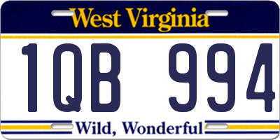WV license plate 1QB994