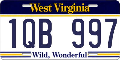 WV license plate 1QB997