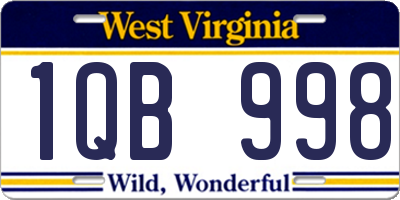 WV license plate 1QB998