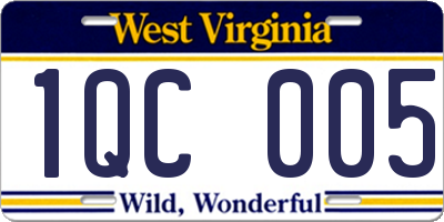 WV license plate 1QC005