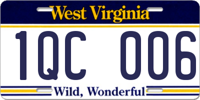 WV license plate 1QC006