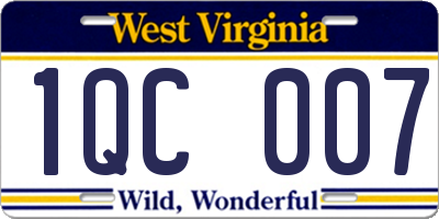 WV license plate 1QC007