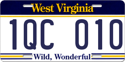 WV license plate 1QC010