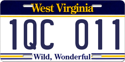WV license plate 1QC011
