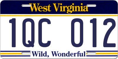 WV license plate 1QC012