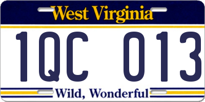 WV license plate 1QC013