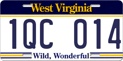 WV license plate 1QC014
