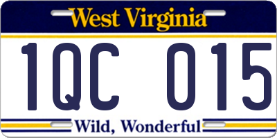 WV license plate 1QC015