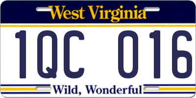 WV license plate 1QC016