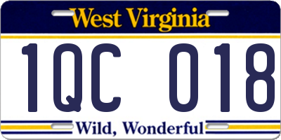 WV license plate 1QC018