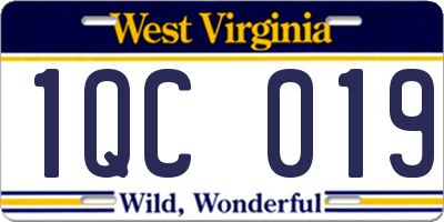 WV license plate 1QC019