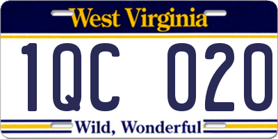 WV license plate 1QC020