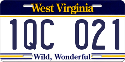 WV license plate 1QC021