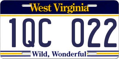 WV license plate 1QC022