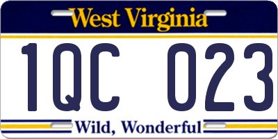 WV license plate 1QC023