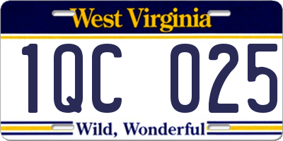 WV license plate 1QC025