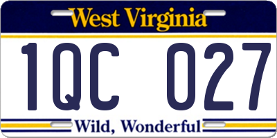WV license plate 1QC027