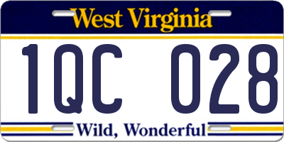 WV license plate 1QC028
