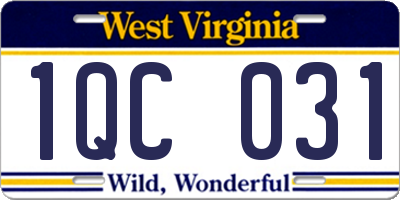 WV license plate 1QC031