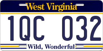 WV license plate 1QC032