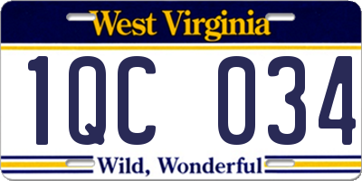 WV license plate 1QC034