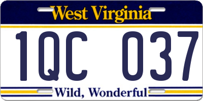 WV license plate 1QC037