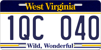 WV license plate 1QC040