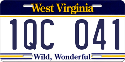 WV license plate 1QC041