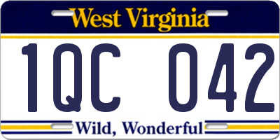 WV license plate 1QC042
