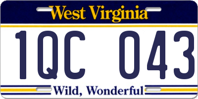 WV license plate 1QC043