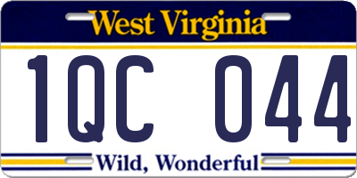 WV license plate 1QC044