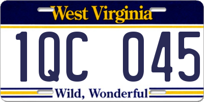 WV license plate 1QC045