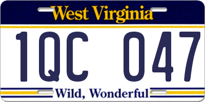 WV license plate 1QC047