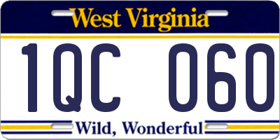 WV license plate 1QC060
