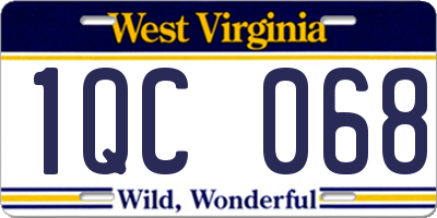 WV license plate 1QC068