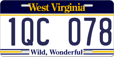 WV license plate 1QC078