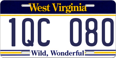 WV license plate 1QC080