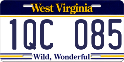WV license plate 1QC085