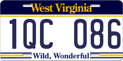 WV license plate 1QC086