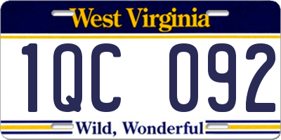 WV license plate 1QC092