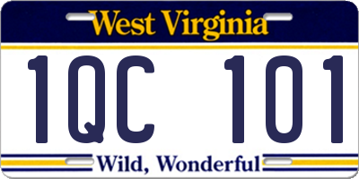 WV license plate 1QC101