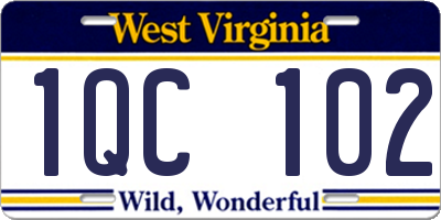 WV license plate 1QC102