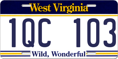 WV license plate 1QC103