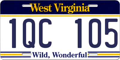 WV license plate 1QC105