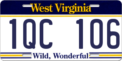 WV license plate 1QC106