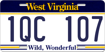 WV license plate 1QC107
